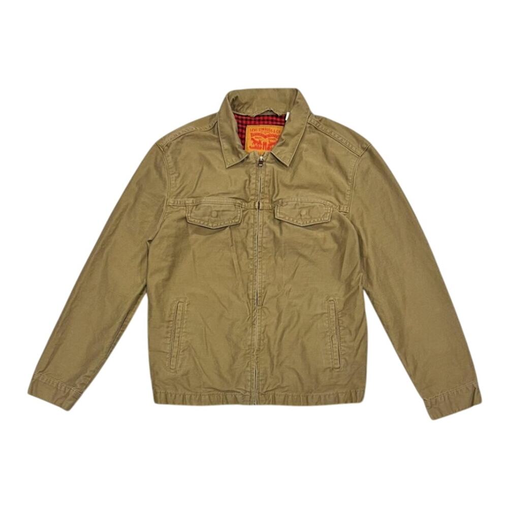 ★ Levi’s Khaki Tan Zip Up Utility Jacket w/ Plaid Lining by Levi Strauss & Co. ★